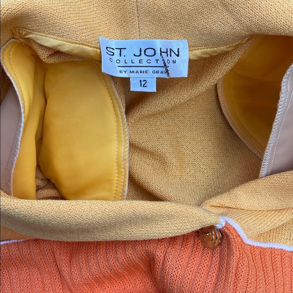 NWT Vintage St. John Marie Gray Santana Knit Jacket Cardigan Wool Orange. - Picture 13 of 14